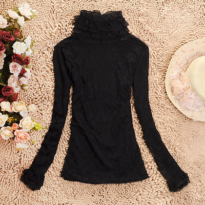 冬款加厚韓版蕾絲打底衫 雙層花邊領，優(yōu)雅與溫暖并存
